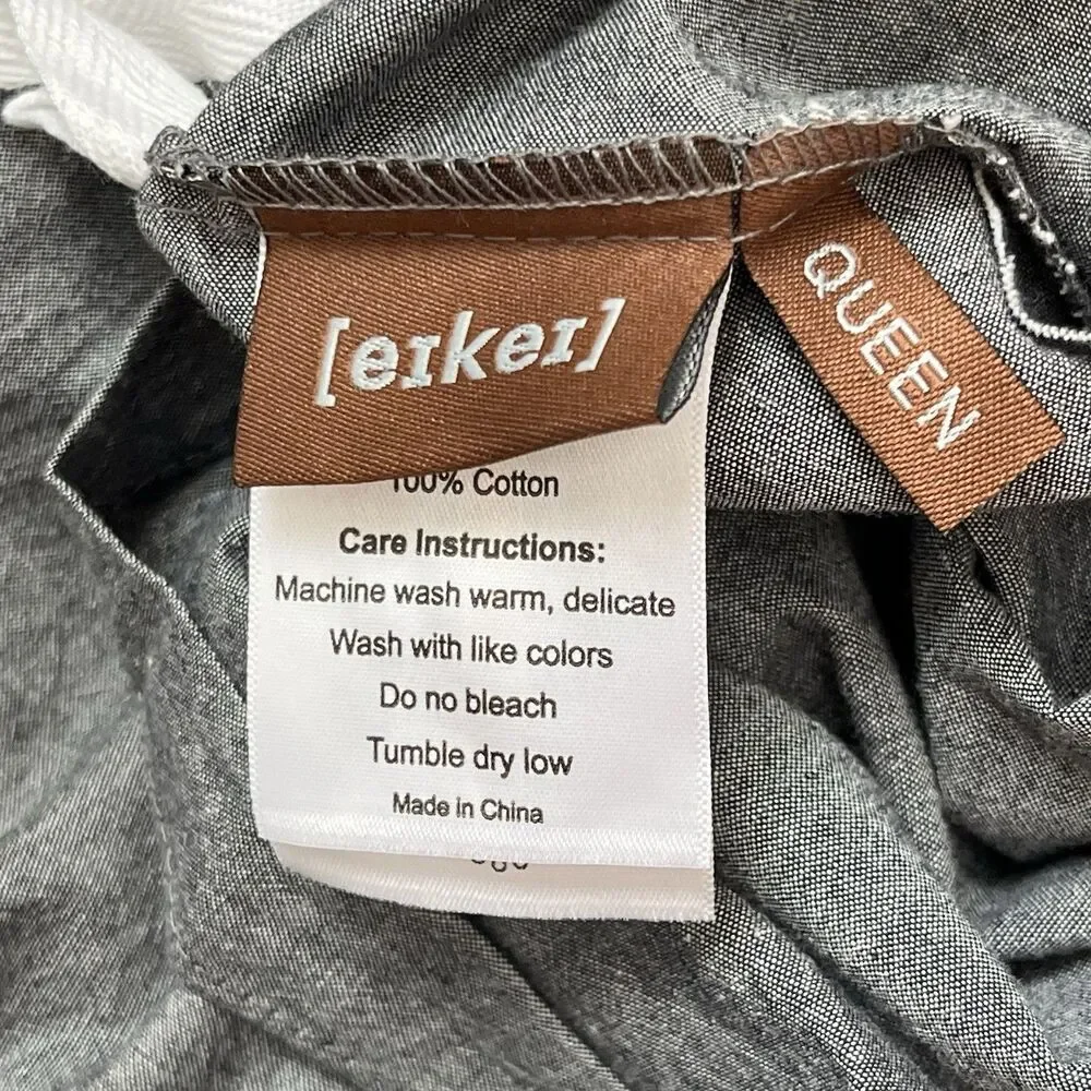 Erker Queen Duvet Cover Set 100% Cotton Duvet Cover + Two Pillowcases Dark Gray